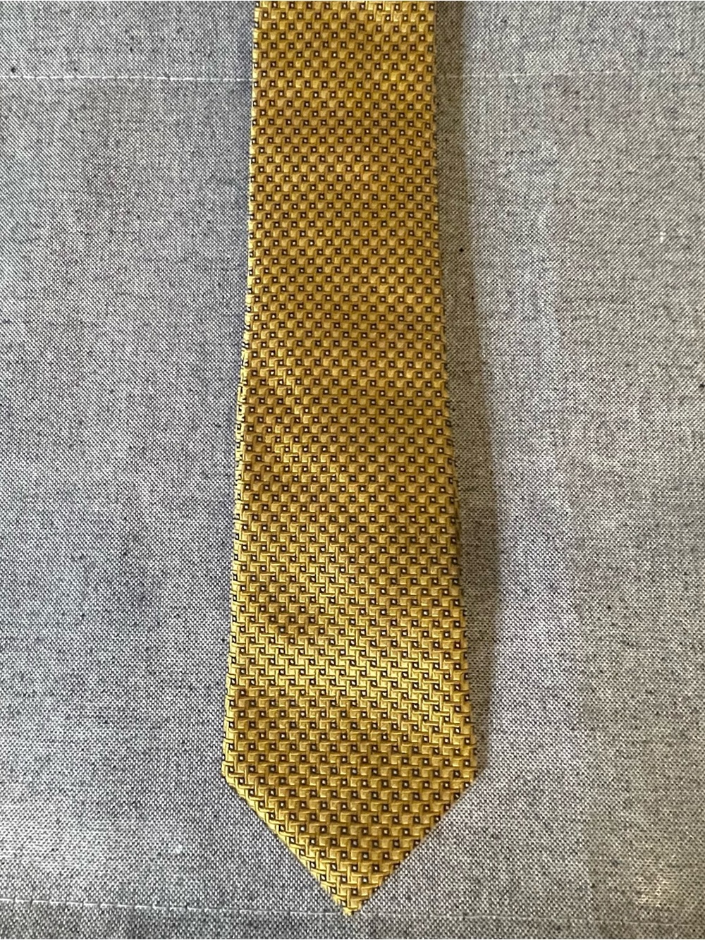 Peter’s Silk Tie Gold Yellow Geometric Woven Made in USA